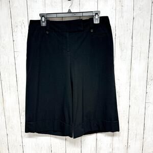 Loft Petites Shorts Women Size 10 Cuffed Bermuda Black Zip Fly Dressy Business
